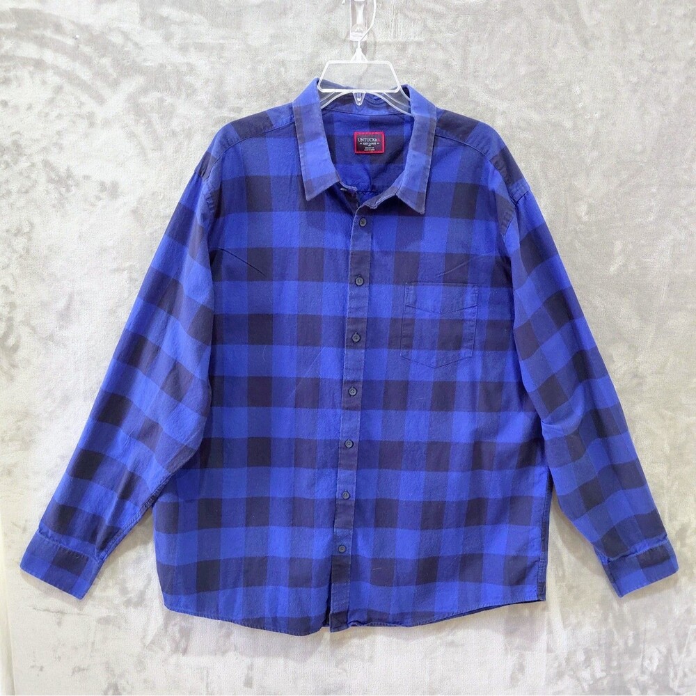 UNTUCKit Flannel Gruner Vetliner Shirt Men's 3XL Blue Coastal Pocket Workshirt